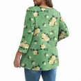 thumbnail image 6 of Ronuti 3/4 Length Sleeve Womens Tops 2025 Blouses for Women Dressy Casual Fashion Clothing V Neck Babydoll Tops Fall Outfits, 6 of 8
