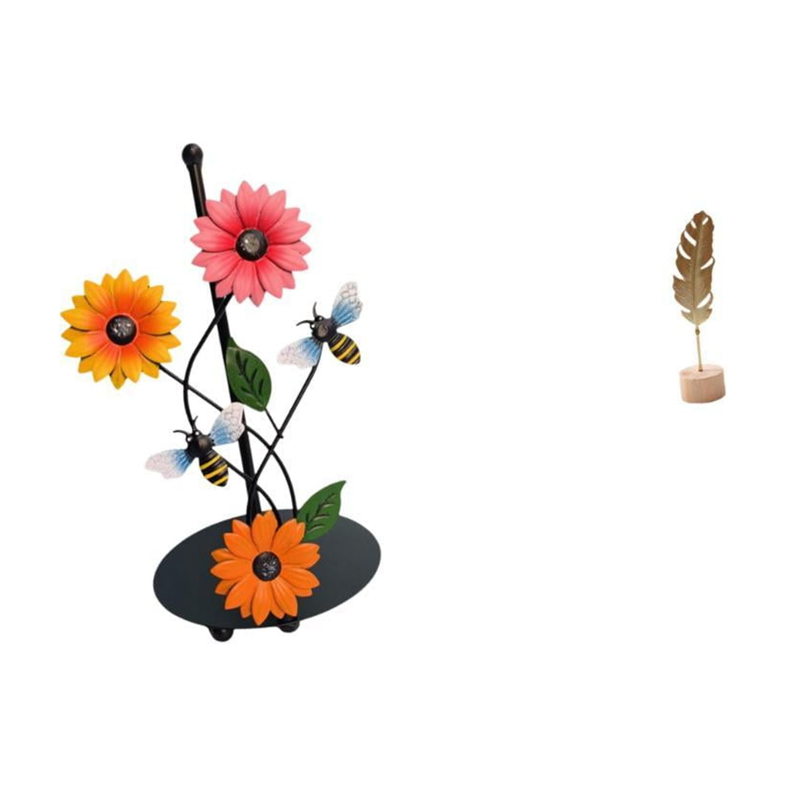Fiocias Toilet Paper Holder Paper Towel Holder Countertop Leaf Sculpture Metal Leaf Statue Iron Construction Stable Antirust Suitable for Kitchen Countertop D