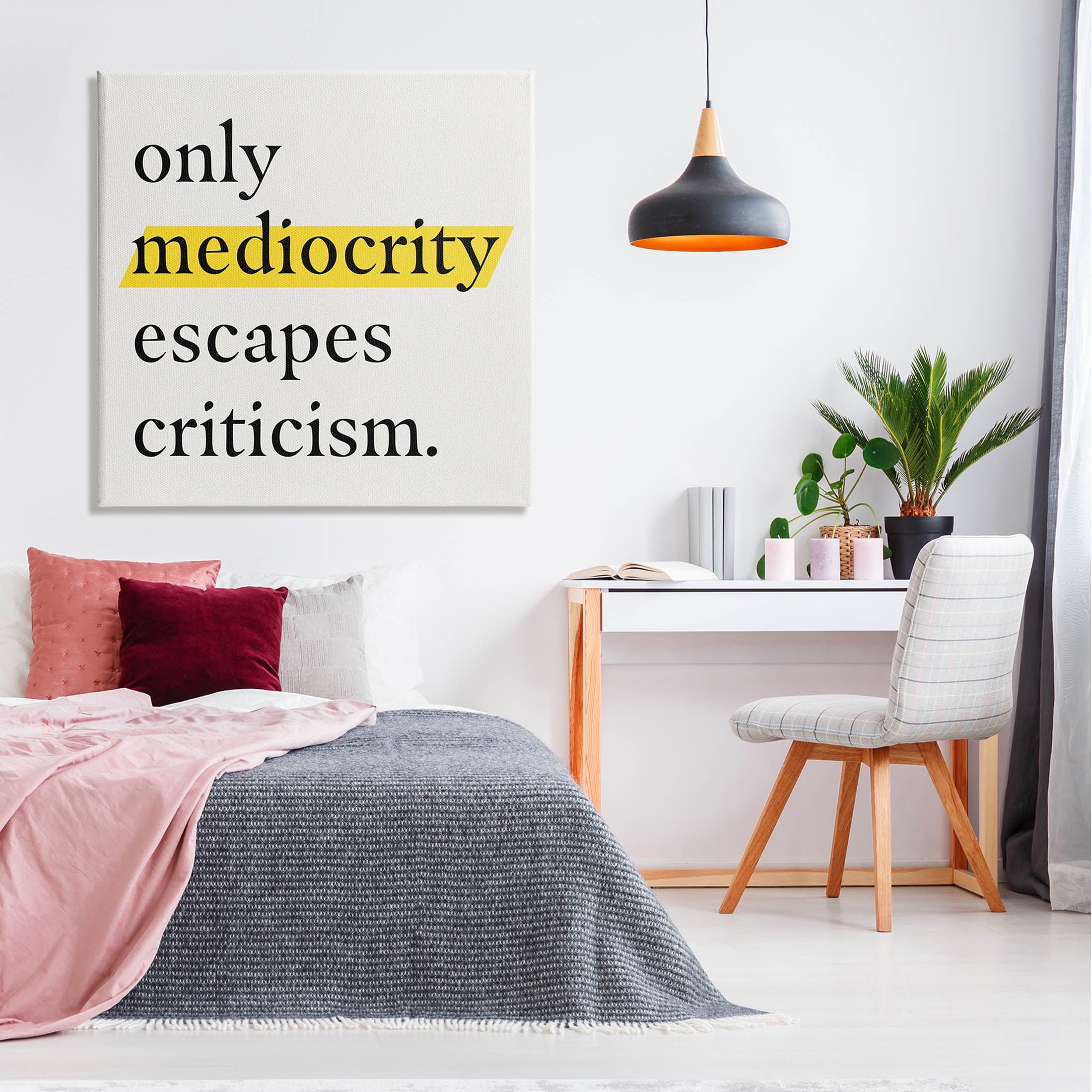 Stupell Industries Mediocrity Escapes Criticism Quote Graphic Art Gallery Wrapped Canvas Print Wall Art, Design by Jacob Green