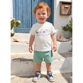 thumbnail image 3 of BemeyourBBs Toddler Baby Boy Birthday Outfit 6 12 18 24 Months 2 3 4 Years Baby Boy Summer Clothes Cute Animals Dinosaurs Embroidery Short Sleeve T Shirt Tops with Plaid Pockets Shorts 2Pcs Set, 3 of 9