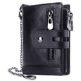 thumbnail image 1 of Billetera gzcz de piel auténtica con bloqueo RFID para hombre, plegable, negra, 1 of 7