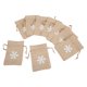 thumbnail image 3 of Bolsa de regalo de lino con estampado Retro, copos de nieve blancos, bolsas de arpillera con cordón únicas para decoración de fiesta de cumpleaños, 9 Uds., 3 of 8