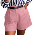 thumbnail image 4 of Dpjklzsn Women's High-Waisted Tailored Shorts, Side Pockets, Belt-loop Waist, Pleated Front for Work, Travel and Dressy Casual Outfits, 4 of 5