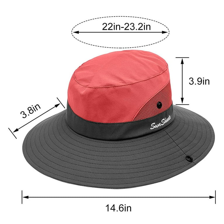 Bodychum Buckle Hat for Women Sun Hat Ponytail Cap Wide Brim UV Protection Packable Summer Beach Hat Adjustable Floppy Hat for Fishing Hiking