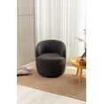 thumbnail image 5 of Swivel Teddy Accent Chair Armchair, Round Barrel Chair with Black Powder Coating Metal Base,360 Degree Swivel Chair for Living Room Bedroom, Dark Gray, 5 of 9