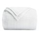 thumbnail image 1 of Comfy Cubs Manta 100% algodón con tejido tipo gofre, transpirable, agradable al tacto, suave y ligera, perfecta capa de manta con textura cálida, tamaño para sofá cama y sofá (blanco 89.8 x 65.7 in), 1 of 1