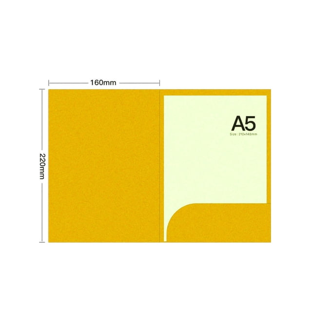 Carpeta de bolsillo Carpeta en forma de L Diseño biselado Bolsillo incorporado Carpeta de papel conveniente para colocar Enchufe único Amarillo