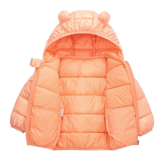Vedolay Jean Jackets for Boy Puffer Coat Warm Cotton Winter Hooded Waterproof Jacket,Orange 2-3 Years