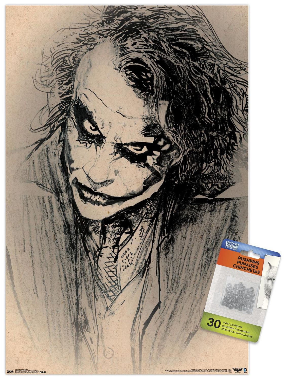 DC Comics Movie - The Dark Knight - The Joker - Sketch Wall Poster, 14.725" x 22.375"