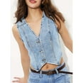 thumbnail image 2 of XIAOCHA Women's Cropped Denim Vest V Neck Button Front Waistcoat Stylish Casual Weekend Wear Top, 2 of 5