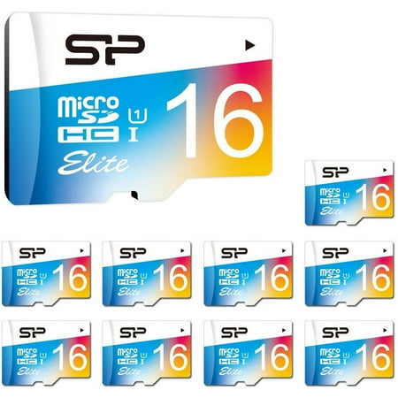 Silicon Power SP016GBBU1V20IO 10-Pack 16GB Elite Class 1 microSDHC Memory Card
