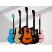 Moukey Guitar for Beginner 38 Starter Acoustic Guitars Kits with Gig Bag, Strap and Pick, Blue, EAG-100