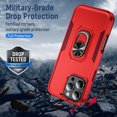 thumbnail image 4 of Dteck Case for iPhone 16 Pro Max,Shockproof Rubber Military Grade Drop Protection Dual Layer Case Ring Holder Kickstand Cover for iPhone 16 Pro Max,Red+Rose, 4 of 9