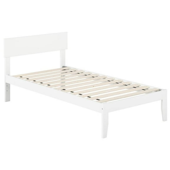 Pemberly Row Modern Solid Wood Twin Size Platform Bed in White