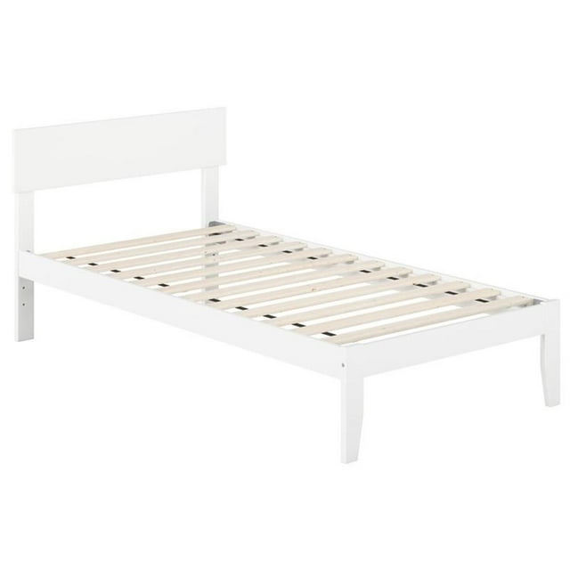 Pemberly Row Lit Plateforme Moderne en Bois Massif Format Simple, Blanc
