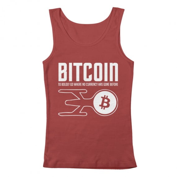 GEEK TEEZ Bitcoin Boldly Go Original Artwork Inspired by Startrek Men's Tank Top Red Small
