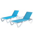 thumbnail image 2 of Kozyard Chaise Longue de Patio - Pieds Plats en Aluminium et Résine, Chaise Inclinable Extérieure Réglable pour Bronzage, Plage, Patio, Ensemble de Salon Ou Table de Patio (Deux Chaises Aqua avec Table), 2 of 4