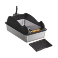 thumbnail image 3 of Caja de arena para gatos de cara alta, orinal para mascotas con cuchara para arena y estera, caja de arena, bandeja de arena profunda para suministros Negro, 3 of 10