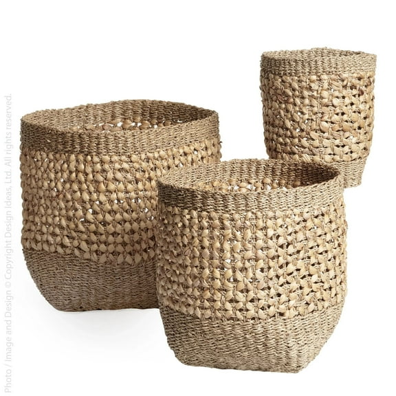 texxture Set of 3 Palomar Woven Baskets, Nesting Organizer Bins, Natural
