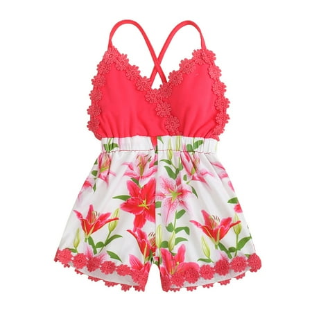 

Toddler Kids Baby Girls Ruffle Floral Romper Backless Suspender Jumpsuit