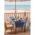thumbnail image 2 of Outdoor Tablecloth with Umbrella Hole for Patio/Picnic/Party/Camping, Navy Blue Starfish Waterproof Table Cloth Rectangle Table Cover Washable, Coastal Summer Beach Ocean Striped (60"x 102"), 2 of 9