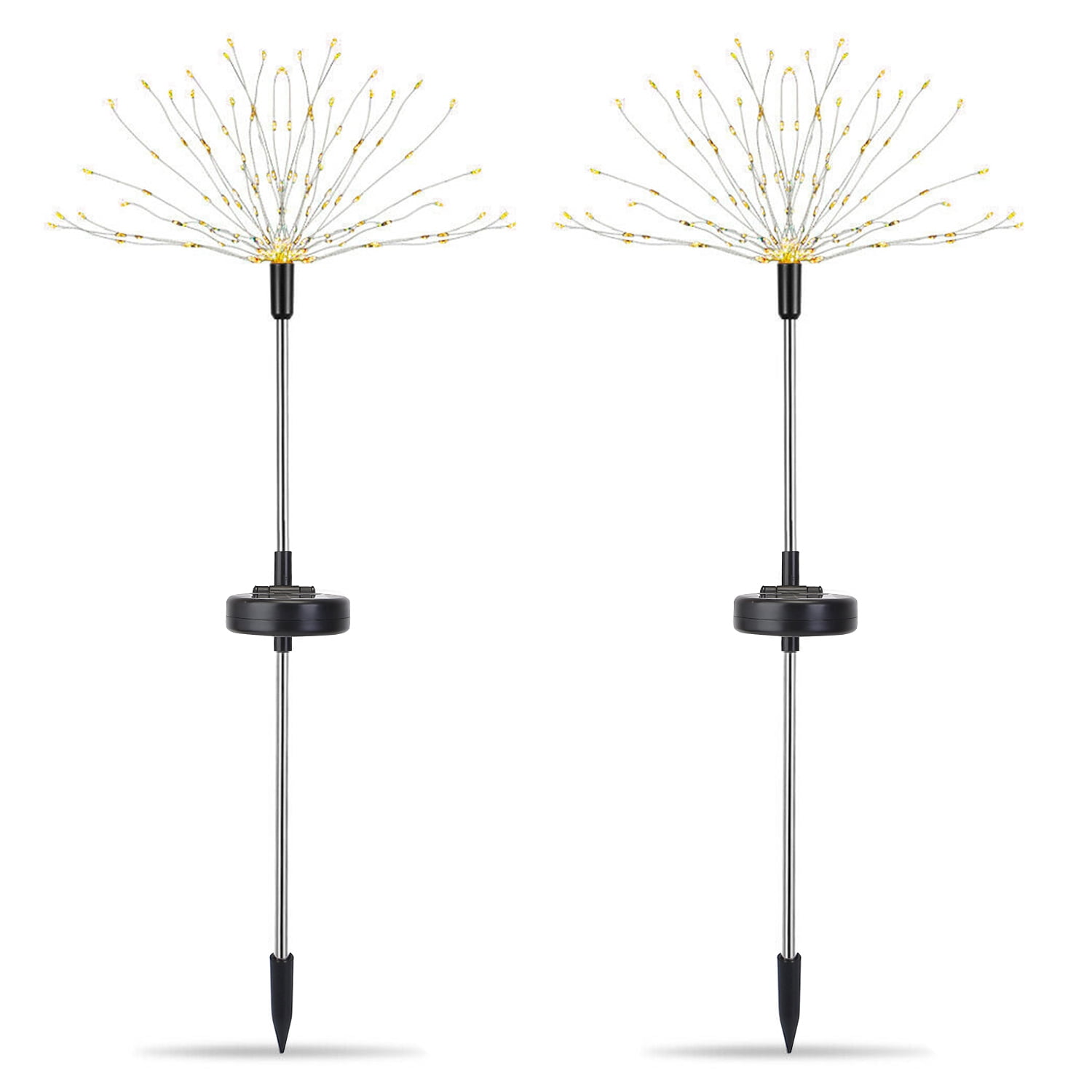 Moclever 2Pcs Solar Landscape Lights, Outdoor Waterproof Starburst Lights, 240 LEDs, Warm