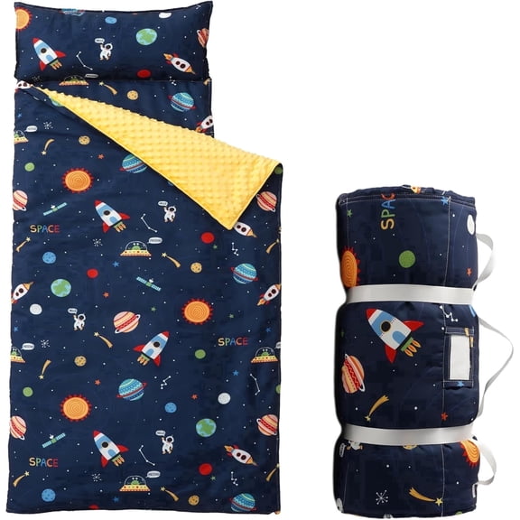Toddler Nap Mat for Boys, Nap Mats for Preschool, Easy Clean Toddler Nap Pad for Kindergarten, Kids Sleeping Bag for Travel Camping