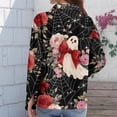 thumbnail image 7 of Halloween Outfits for Women Button Down Collared Funny Cartoon Ghost Womens Graphic T Shirts Fall Long Sleeve Holiday Fashion Clothing Wine XXXL, 7 of 7