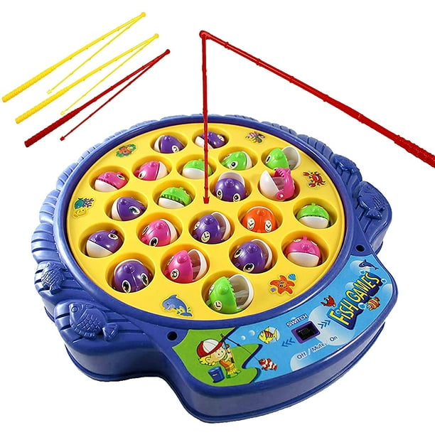 Apple Kids Fishing Game Fun Toy Set,with 3 Switches,4 Non-Magnetic Fishing Pole,game Board Fishpond