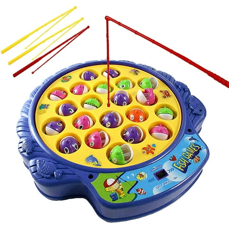 Kids Fishing Game Fun Toy Set,with 3 switches,4 Non-magnetic Fishing Pole,Game  Board Fishpond 