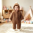 thumbnail image 2 of WhouRiu Baby Boys Casual Zip Up Romper Fall Winter Long Sleeve Solid Color Cute Warm Onesies 6-24 Months, 2 of 5