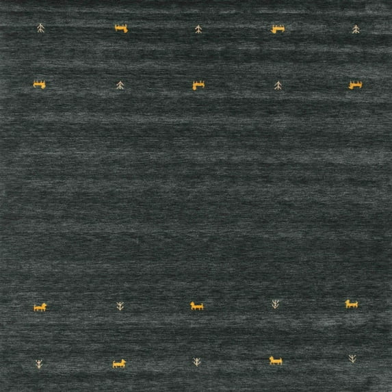 Ahgly Company Indoor Square Contemporary Light Black Abstract Area Rugs, 4' Square