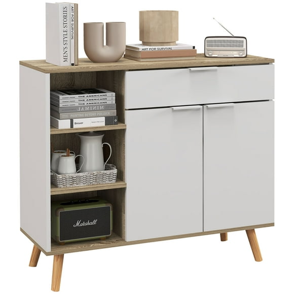 HOMCOM Modern Sideboard Kitchen Storage Cabinet with Drawer and Shelves
