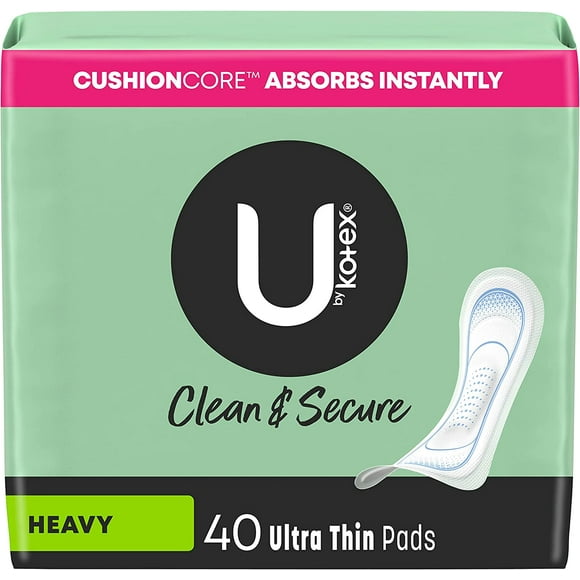 40 Count, Clean & Secure Ultra Thin Pads for women - (Previously 'Security'), Heavy Absorbency