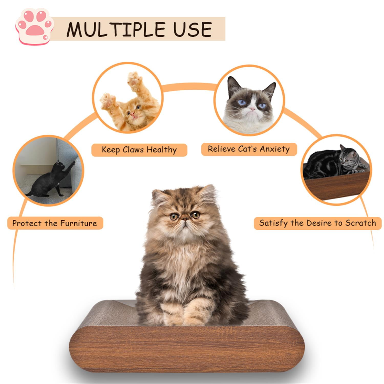 Pefilos 19" Removable Middle Part Cat Scratcher Board, Cardboard Scratching Pad Bed House, Recyclable Corrugated Scratch Toy, Brown Pefilos 19" Removable Middle Part Cat Scratcher Board, Cardboard Scratching Pad Bed House, Recyclable Corrugated Scratch Toy, Brown