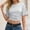 Grey Tops, variant on Casual Blouses For Women Simple Summer Stretch Solid Color Round Neck Fitted Crop Tops With A Waistband Short Sleeve Comfort Shirt