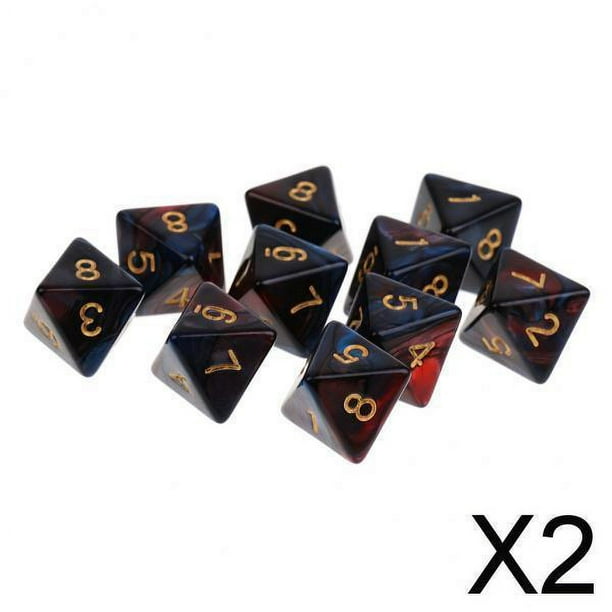 Dados Poliédricos D8 de 8 Caras Rojo Azul 2 Piezas Hugo