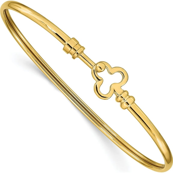 14K Yellow Gold Jbsp's Polished Clover Flexible Bracelet Made In Italy lf1379
