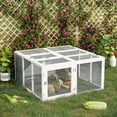Wooden Rabbit Hutch, Outdoor Bunny Cage with Openable Foldable Top