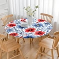 thumbnail image 3 of Pioneer Flower Floral Print Pattern Round Fitted Tablecloth with Elastic Edge,Dining Table Cover Waterproof,Outdoor Round Tablecloth for Camping,Dining,Indoor and Outdoor, 3 of 7