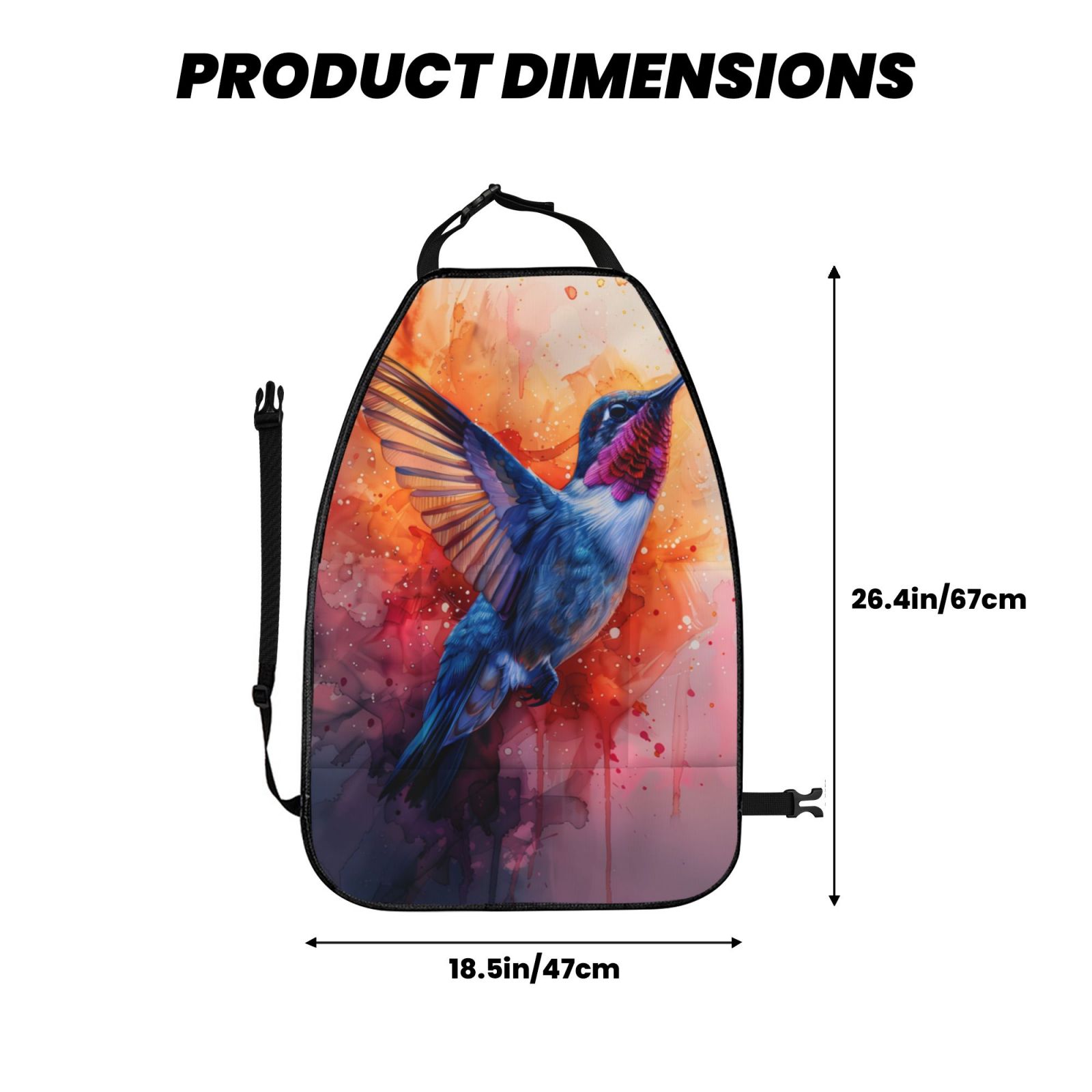 Kdxio Vibrant Hummingbird Watercolor Art Print 2 Pack Car Kick Mat Seat Cover Back Protector Mat with Pockets for Organizer Backseat Protector and Storage Anti Kick Pad for Vehicles