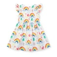 thumbnail image 2 of HILEELANG Toddler Girls Cotton Dress Short Sleeve Casual Summer Sundress Rainbow Printed Jumper Skirt 4T, 2 of 5
