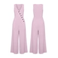 thumbnail image 7 of Jumpsuits for Women V Neck Sleeveless Wide Leg Jumpsuit Casual Long Rompers Pink XL, 7 of 7