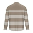 thumbnail image 5 of LMOIPLI Men's Long Sleeve Striped Shirts Button Down Collared Casual Work Golf Shirts Fashion Pullover Tee Tops Khaki XL, 5 of 5