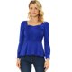 thumbnail image 1 of INSPIRE CHIC Blusa de manga larga con cuello en forma de corazón para mujer Azul real XS, 1 of 5