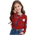 thumbnail image 6 of MKOSPLRT 3-14 Years Kids Y2K Tops Long Sleeve Crewneck T Shirts Funny Stars Graphic Shirts Fashion Color Block Blouses Soft Tees, 6 of 8