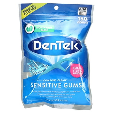 DenTek, Comfort Clean, Sensitive Gums Floss Picks, Mouthwash Blast, 150 Floss Picks