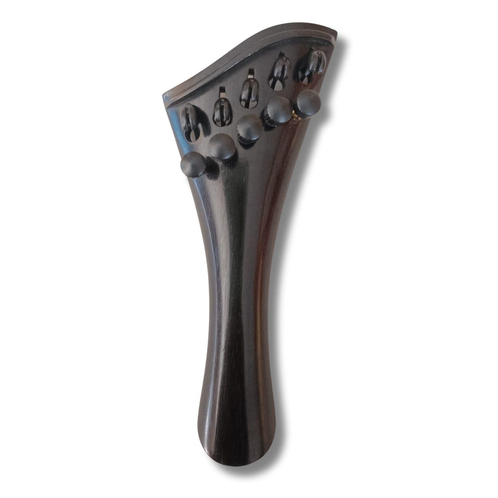 Violin Tailpiece 5 String Harp Model Round 4/4, Light Tuners, Crafted from Premium Ebony Wood, 6 String Harp Round SET OF 1 PCS