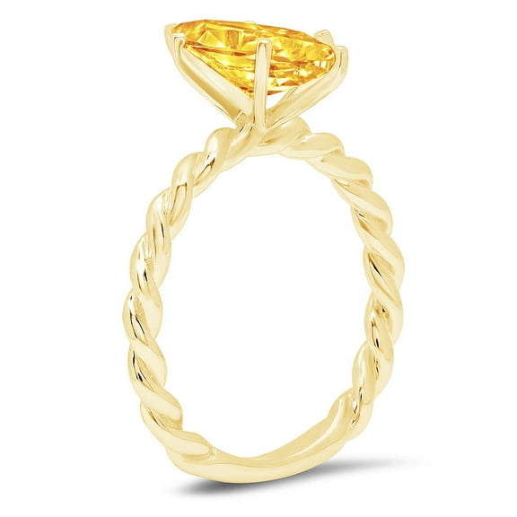 2 ct Marquise Cut Natural Citrine Solitaire Engagement Ring for Women in 18K Yellow Gold