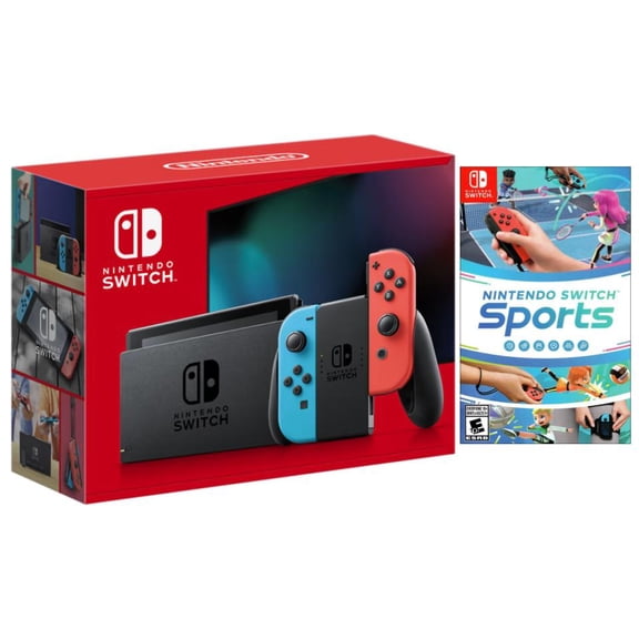 Nintendo Switch with Neon Red and Neon Blue Joy-Con (International Edition) Bundle with Nintendo Switch Sports